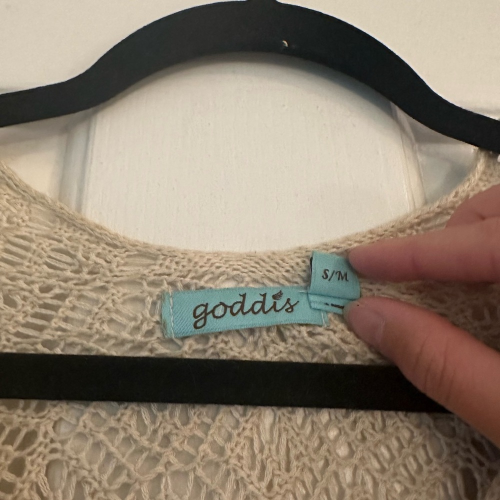 Goddis Boho Crochet Fringe Crop Top - Cream - Picture 3 of 6